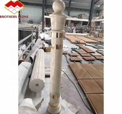 Columna pulida de piedra natural blanca cuadrada para mejoras en la casa