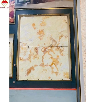 Venta directa de polvo translúcido retroiluminado de mármol blanco de ónix con flor roja de primera calidad