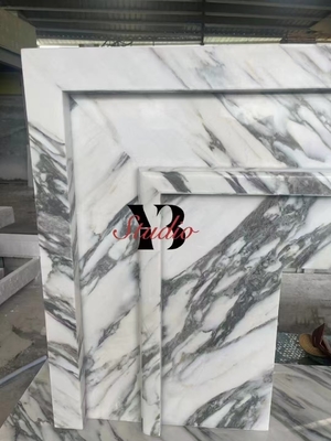 Villa de diseño moderno tallado italiano Arabescato Corchia White Marble chimenea personalizada