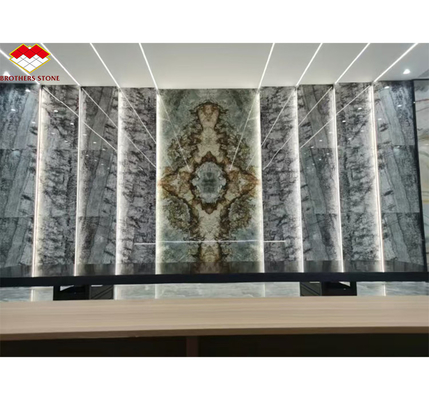 Piedra natural italiana de abeto plateado Negro gris aspecto de mármol de textura de la losa para el panel de la pared de la casa