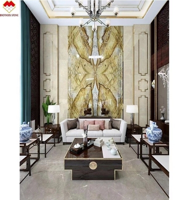 Libro de decoración interior combinado miel amarilla ónix losas de mármol para fondo de pared
