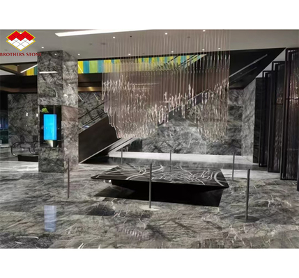 Piedra natural italiana de abeto plateado Negro gris aspecto de mármol de textura de la losa para el panel de la pared de la casa