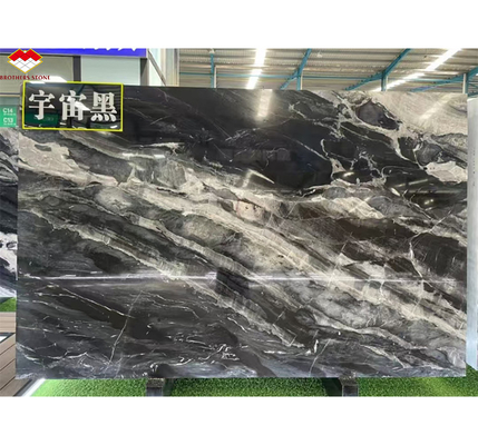 Diseño de escalera moderna de mármol de calcita con lujo brasileño Cosmic Black Granite Slab