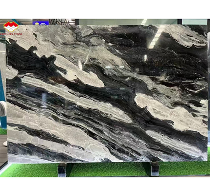 Diseño de escalera moderna de mármol de calcita con lujo brasileño Cosmic Black Granite Slab