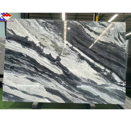 Diseño de escalera moderna de mármol de calcita con lujo brasileño Cosmic Black Granite Slab
