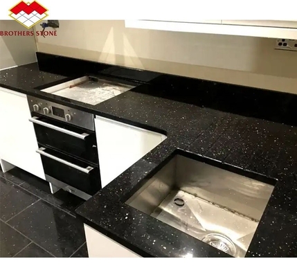 Cuenta de cocina de hotel y escaleras cortadas a medida Estrella negra india galaxia losas de granito