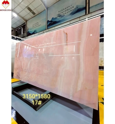 Gran placa de ónix mármol impresionante blanco rosa piedra de ónix para el panel de la pared y la mesa
