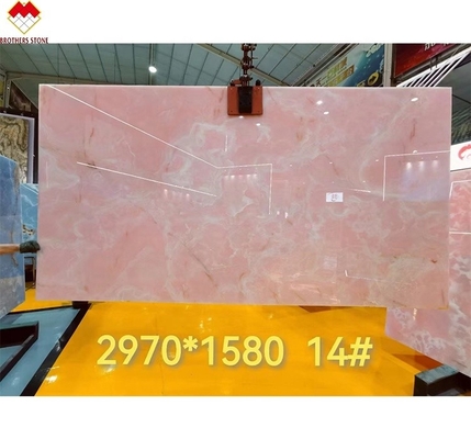 Gran placa de ónix mármol impresionante blanco rosa piedra de ónix para el panel de la pared y la mesa