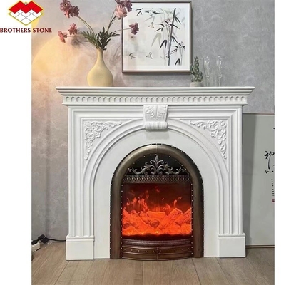 Caminera de piedra blanca de interior de crema moderna Caminera pulida de alrededor para mesa Villa