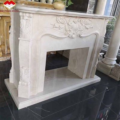 Caminera de piedra blanca de interior de crema moderna Caminera pulida de alrededor para mesa Villa