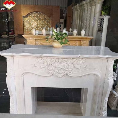 Caminera de piedra blanca de interior de crema moderna Caminera pulida de alrededor para mesa Villa