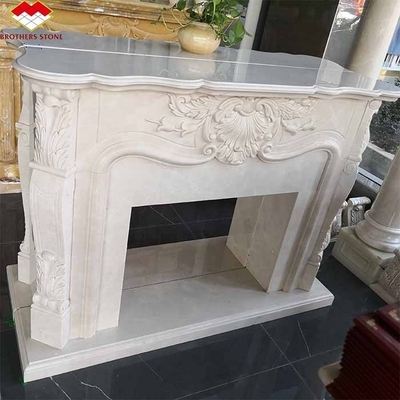 Caminera de piedra blanca de interior de crema moderna Caminera pulida de alrededor para mesa Villa