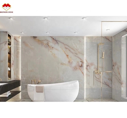 Lámina de piedra de mármol de ónix blanco pulido La elección perfecta para azulejos de baño de lujo