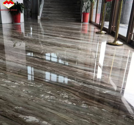 Decoración de escaleras y pisos de hoteles Italia azulejos de mármol marrón natural con vena de río