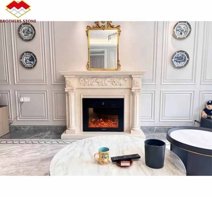 Freestanding Modern Interior Real Botticino Marmol Decoración Crema Shanna Beige Marmol para la chimenea de la mesa alrededor