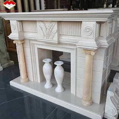 Freestanding Modern Interior Real Botticino Marmol Decoración Crema Shanna Beige Marmol para la chimenea de la mesa alrededor