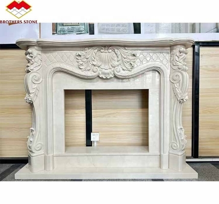 Freestanding Modern Interior Real Botticino Marmol Decoración Crema Shanna Beige Marmol para la chimenea de la mesa alrededor