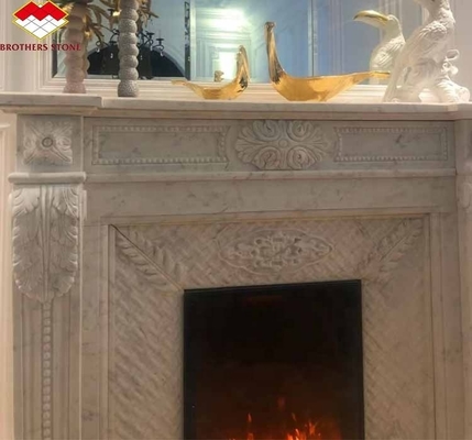 Función sin control remoto Carara Blanco de la mesa de la chimenea inserto con estante de marco
