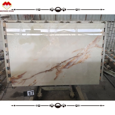 Placa de piedra de ónix blanco natural pulida para suelos y paredes lujosos