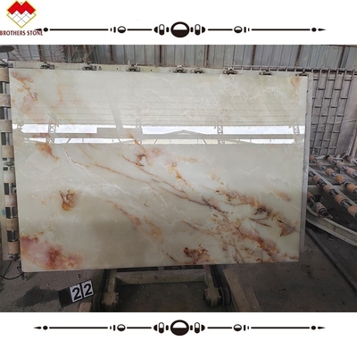 Placa de piedra de ónix blanco natural pulida para suelos y paredes lujosos