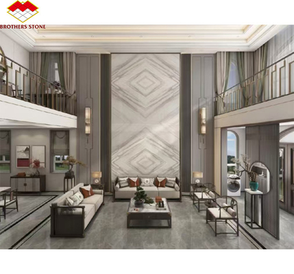 Moderno estilo de diseño de hotel de mármol blanco panel de pantalla de la TV para el proyecto de renovación de la casa