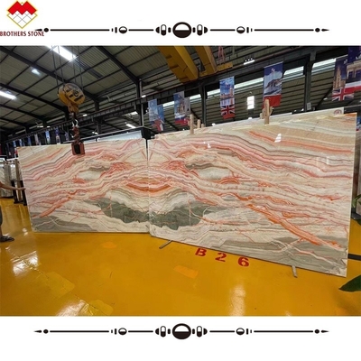 Multicolor Ónix rojo, láminas de ágata, piedra de fondo pulido, pared amarilla Ónix, mármol