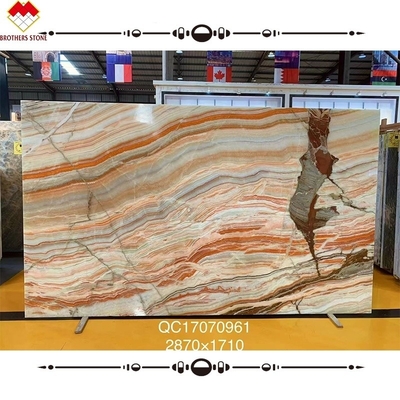 Gran libro de pizarra combinado con piedra ágata de ónix multicolor para decoración interior revestimiento de pared
