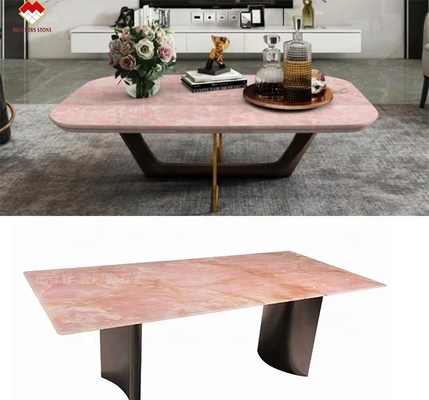 Piedra de ónix rosa transparente rosa fina rosa jadeo cuarzo para el piso de la pared de la villa