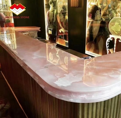 Piedra de ónix rosa transparente rosa fina rosa jadeo cuarzo para el piso de la pared de la villa