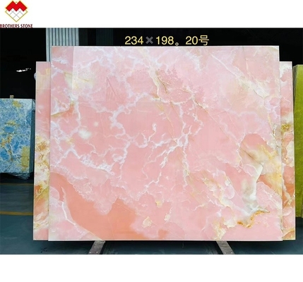 Piedra de ónix rosa transparente rosa fina rosa jadeo cuarzo para el piso de la pared de la villa
