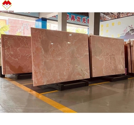 Piedra de ónix rosa transparente rosa fina rosa jadeo cuarzo para el piso de la pared de la villa