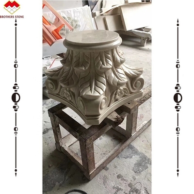 Columna cuadrada de mármol tallada a mano Capital para decoración de pilares de mármol de diseño occidental