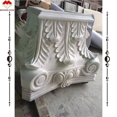 Columna de mármol beige tallada a mano Capital para jardín Columnas romanas Columna cuadrada