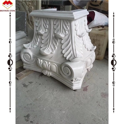 Columna de mármol beige tallada a mano Capital para jardín Columnas romanas Columna cuadrada