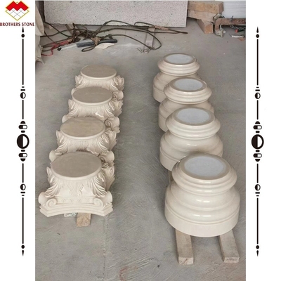 Columna de mármol beige tallada a mano Capital para jardín Columnas romanas Columna cuadrada