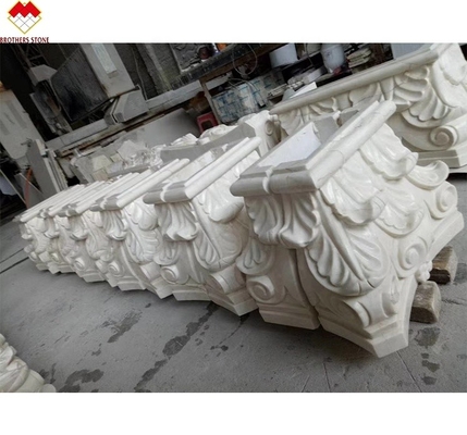 Columna de mármol beige tallada a mano Capital para jardín Columnas romanas Columna cuadrada