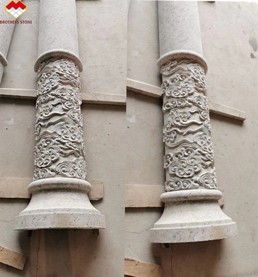 Columna de relieve de piedra natural para diseño de pilares huecos al aire libre en la decoración del hotel