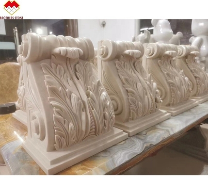 Hotel Beige Crema Mármol Capital romano corintio Columna de piedra Bracket Corbels de talla