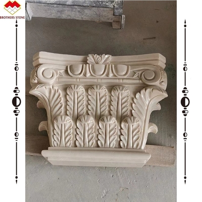 Hotel Piedra de crema de color beige sólido Columna de mármol romana Diseño de tallado para la construcción