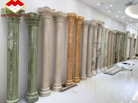 Decoración Tinta Verde Venas Blancas Columna de mármol Pilar romano hueco 15-30mm de espesor