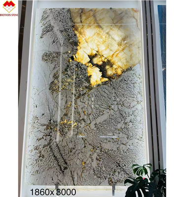 Translúcido alpino brasileño Granito súper cristalino exótico natural con luz de fondo Patagonia Quartzita Panel de pared de piedra
