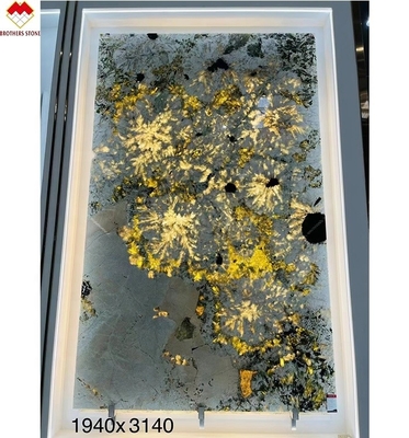 Translúcido alpino brasileño Granito súper cristalino exótico natural con luz de fondo Patagonia Quartzita Panel de pared de piedra