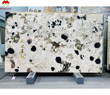Splendor brasileño de piedra blanca de cuarcita Gran losa translúcida de escritorio isla de piedra luz de fondo pulida losa para villas hoteles