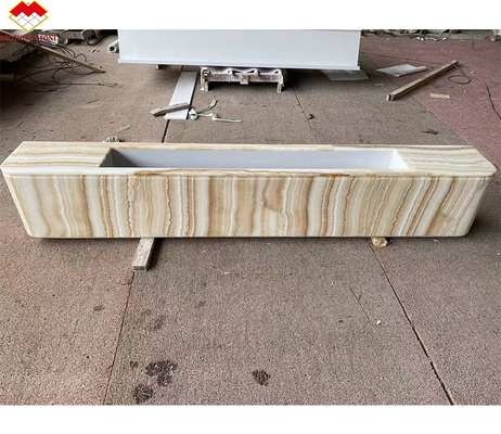 Mesa de televisión de ónix blanco de mármol personalizado Conjunto de soporte de mesa de madera con venas de madera blanca Elegante mobiliario de sala de estar