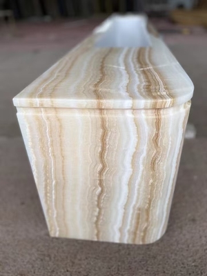 Mesa de televisión de ónix blanco de mármol personalizado Conjunto de soporte de mesa de madera con venas de madera blanca Elegante mobiliario de sala de estar