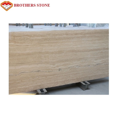 Grado pulido del travertino de los hermanos alto de la vena del mármol de la losa de madera beige de piedra de la piedra