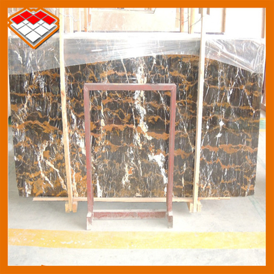Servicio del OEM de la losa del mármol del negro de Portoro para la decoración del piso del cuarto de baño