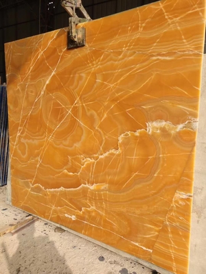 Cerillas en cartón antiguas translúcidas Siena Stone anaranjada de Honey Onyx Slab Amber Marble