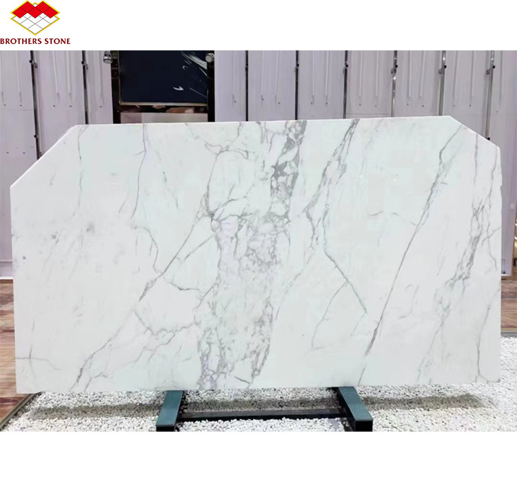 Estatuario natural pulido de mármol blanco Gran losa para pisos y paredes italianas
