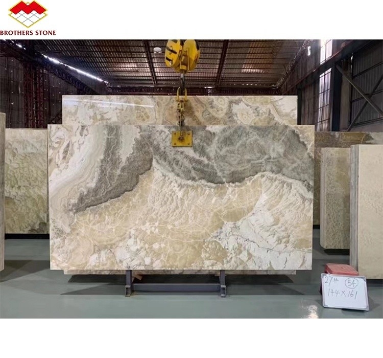 Piedra de ónix translúcida pulida Diseño moderno para luz natural Tinta de jade Marmol Gran pizarra